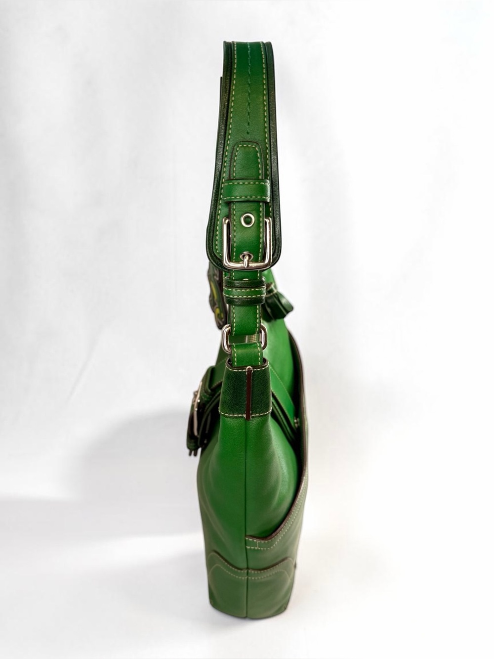 🍃 Rare Vintage Coach Soho Flap Ergo Shoulder Bag – Kelly Green Purse - Picture 7 of 16